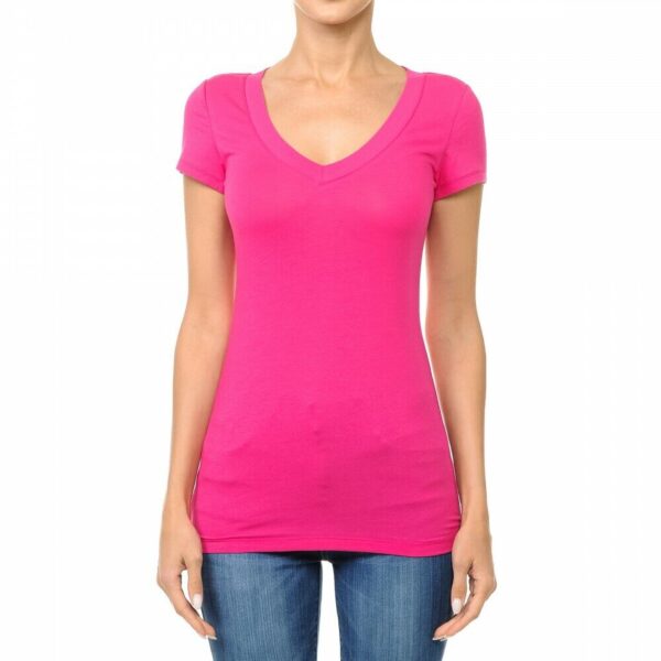 V Neck Plain Top Multi-Colors